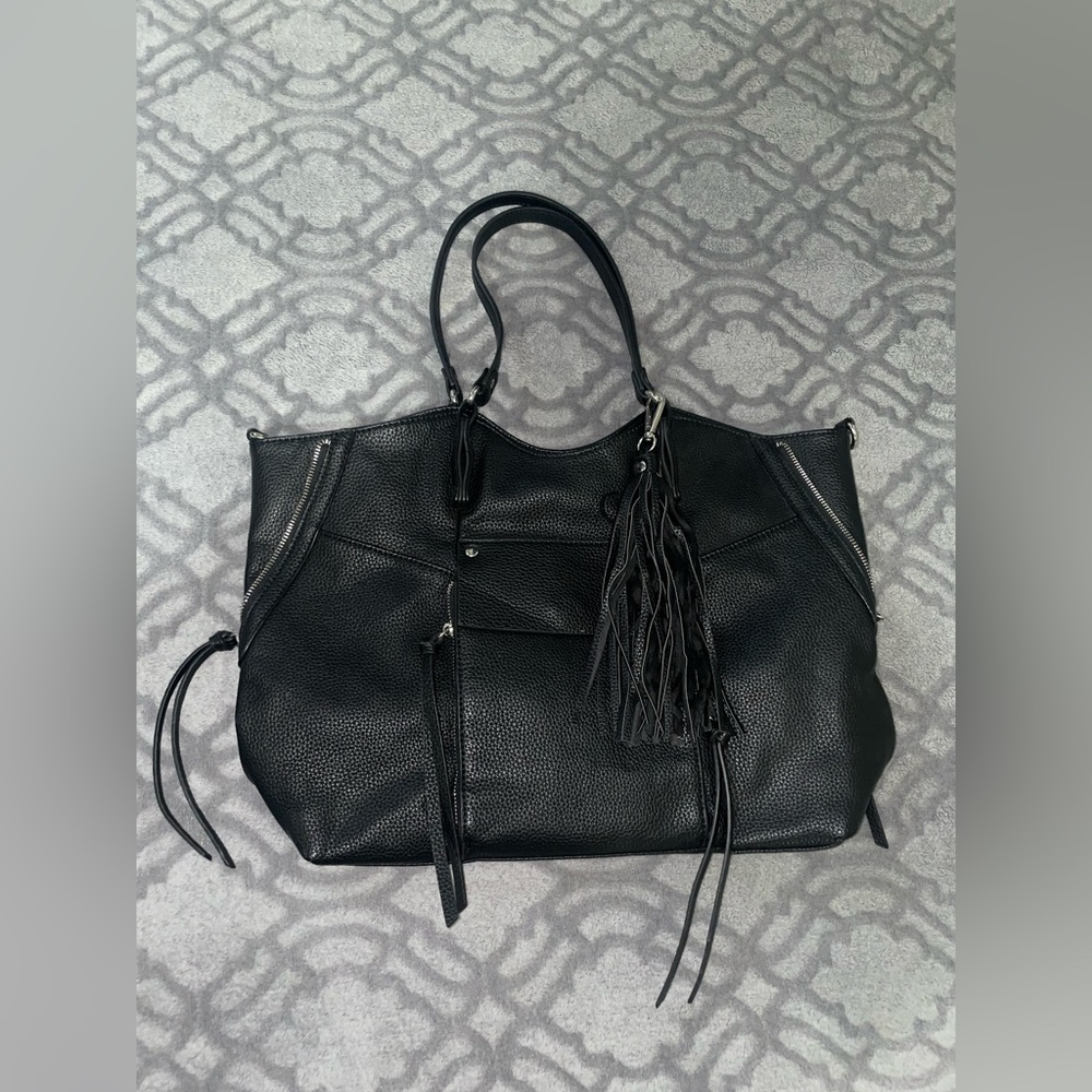 Black Rivet Leather Tote Bag